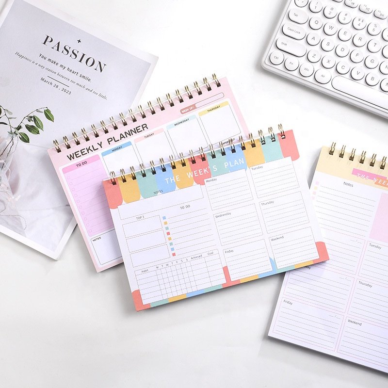 Hot selling Daily Weekly Planner NoteBook PP Spiral Notepad Plan Custom Memo Pad Notepads