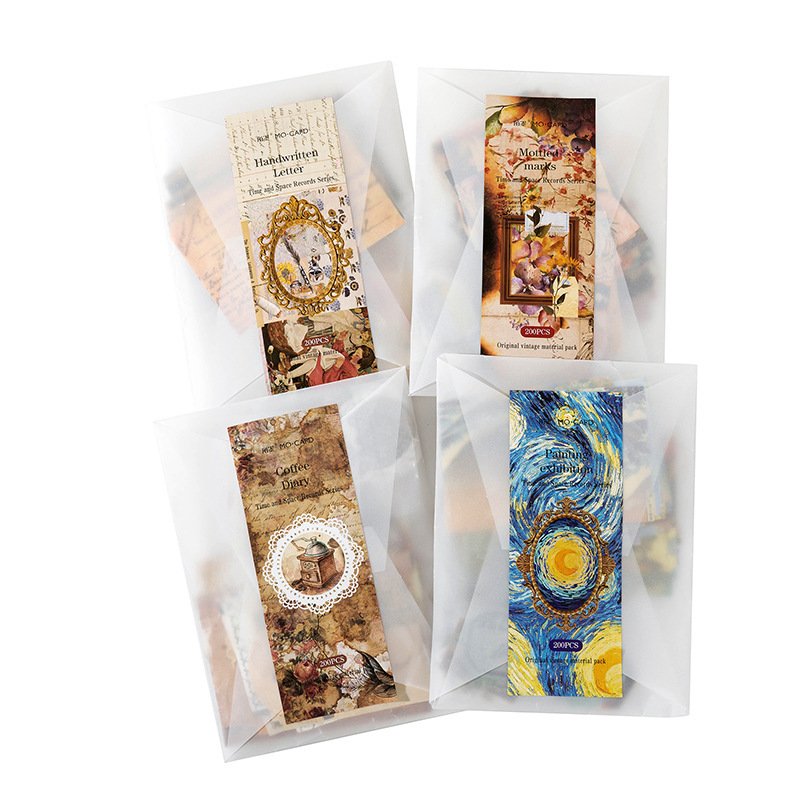 200pcs/pack Sample Data Space-Time Handwriting Series Artistic Retro Style Notebook DIY Decorative Collage Base Paper 4 Models