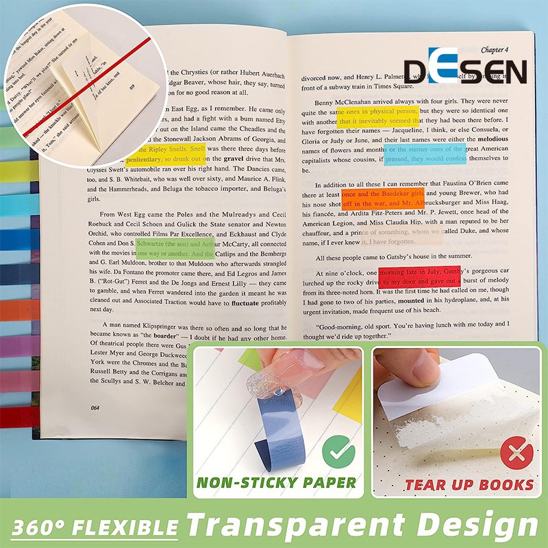 DESEN custom Neon Page Markers sticky note Tabs Memo Pad Index Tabs Fluorescent pet sticky notes Bookmark School Supplies