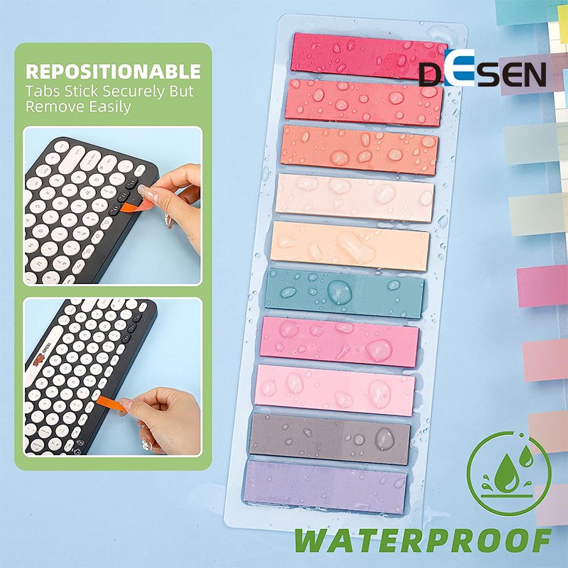 DESEN custom Neon Page Markers sticky note Tabs Memo Pad Index Tabs Fluorescent pet sticky notes Bookmark School Supplies