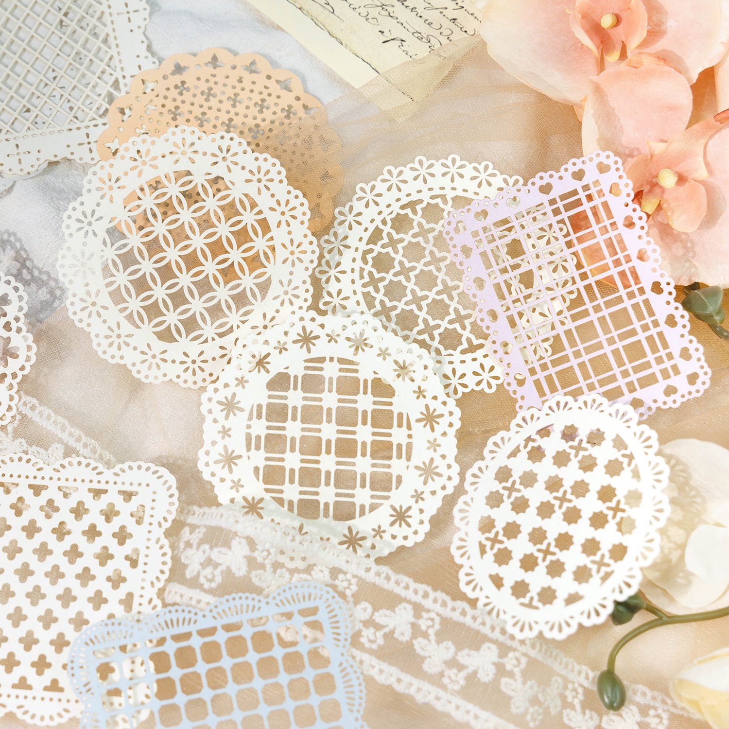 10pcs/pack Meet Alice series of vintage lace hollowed out handbook decorative DIY paper collage material bottoming