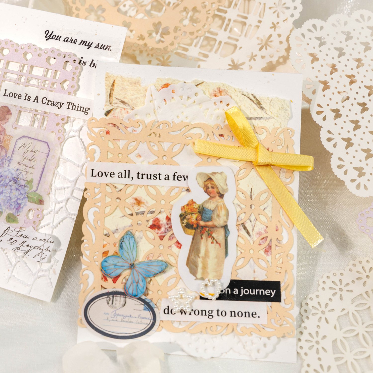 10pcs/pack Meet Alice series of vintage lace hollowed out handbook decorative DIY paper collage material bottoming