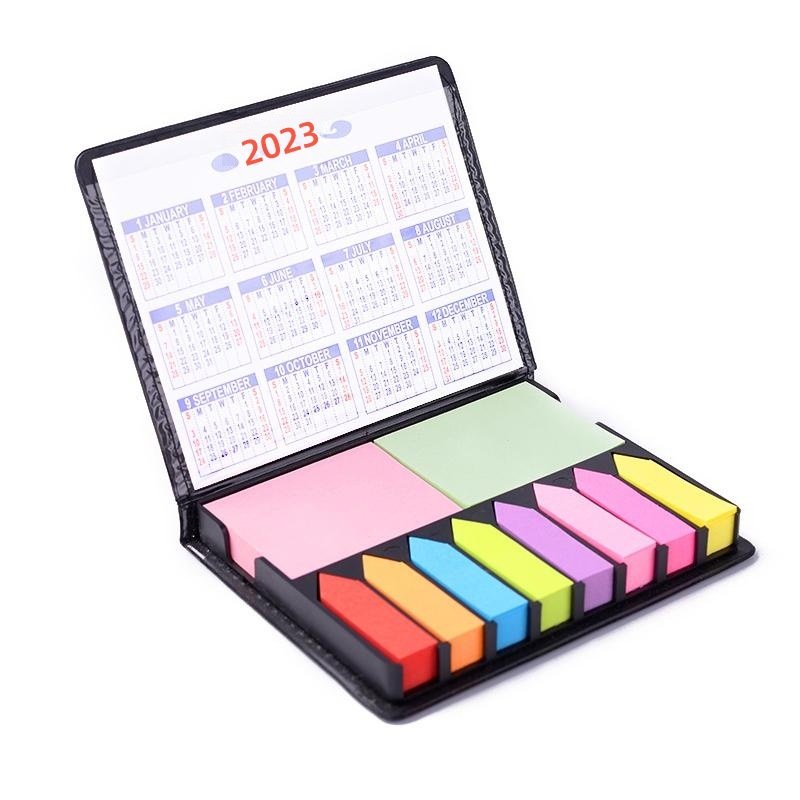 Promotional Customized Note Pad Paper Stickers index Rectangular Desktop Sticky Note Set Leather Box Memo Pad With Custom Logo