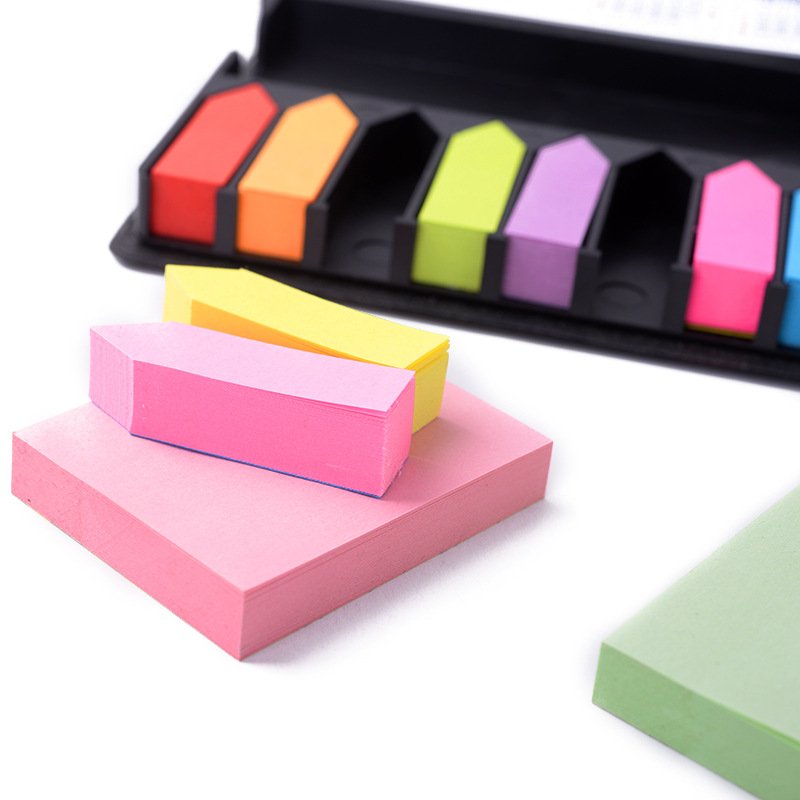 Promotional Customized Note Pad Paper Stickers index Rectangular Desktop Sticky Note Set Leather Box Memo Pad With Custom Logo
