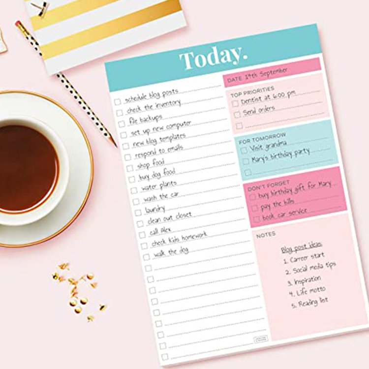 Self-adhesive offset paper notepad material personalized logo weekly to do list notebook with mood