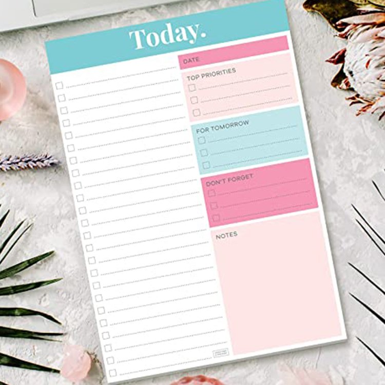 Self-adhesive offset paper notepad material personalized logo weekly to do list notebook with mood