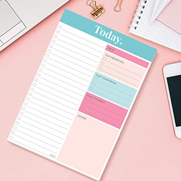 Self-adhesive offset paper notepad material personalized logo weekly to do list notebook with mood