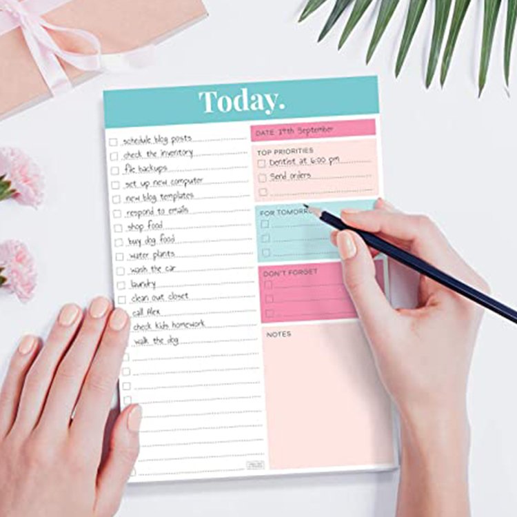 Self-adhesive offset paper notepad material personalized logo weekly to do list notebook with mood