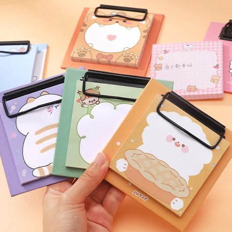 New Arrival Custom Cartoon Board Clip Cute Kawaii Memopad Sticky Notes for School Diary Writing Notes
