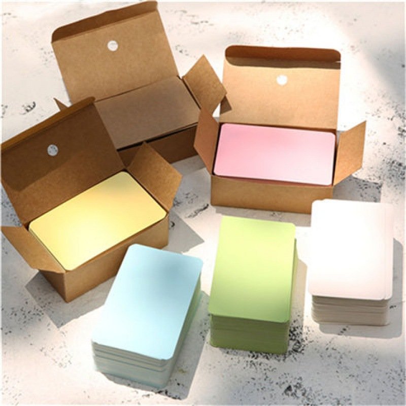 Blank Thickened Colorful Small Card in kraft Box as DIY or Memo Message by Hard Cardstock 100 sheets