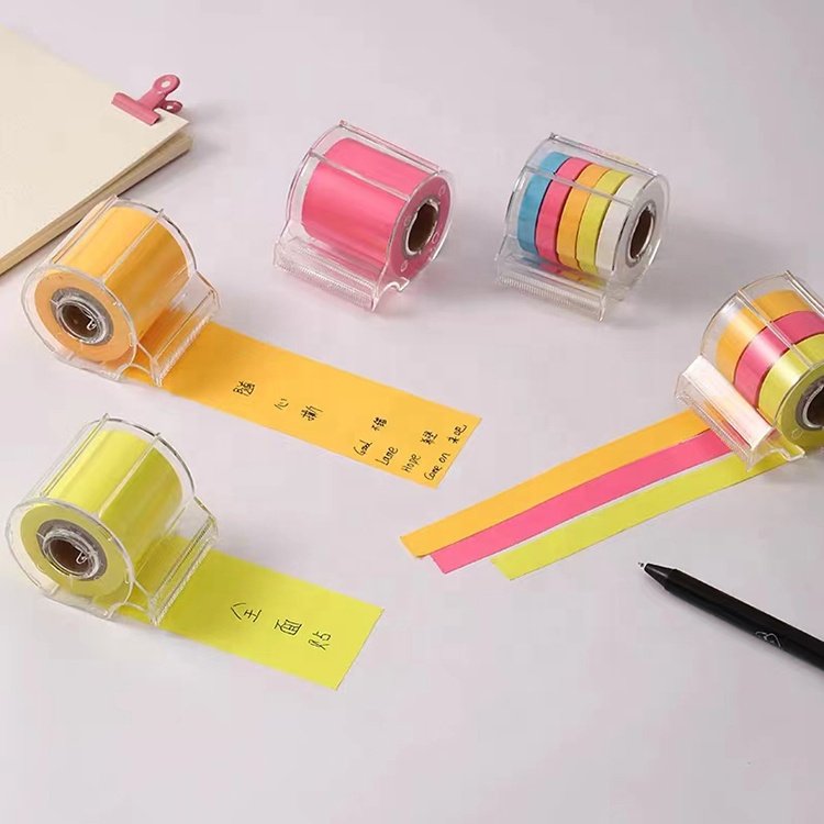 New Materials Dispenser Scroll Shaped Tape Holder Stickers Self Adhesive Colored Rolling Sticky Note