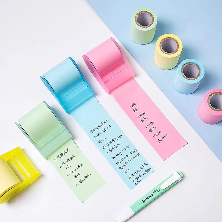 New Materials Dispenser Scroll Shaped Tape Holder Stickers Self Adhesive Colored Rolling Sticky Note