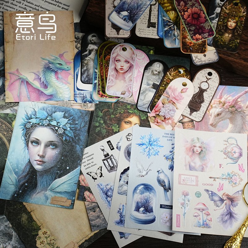 21pcs/pack Material Paper Dark Fairy Tale Series Vintage Handbook DIY Material Decorative Priming