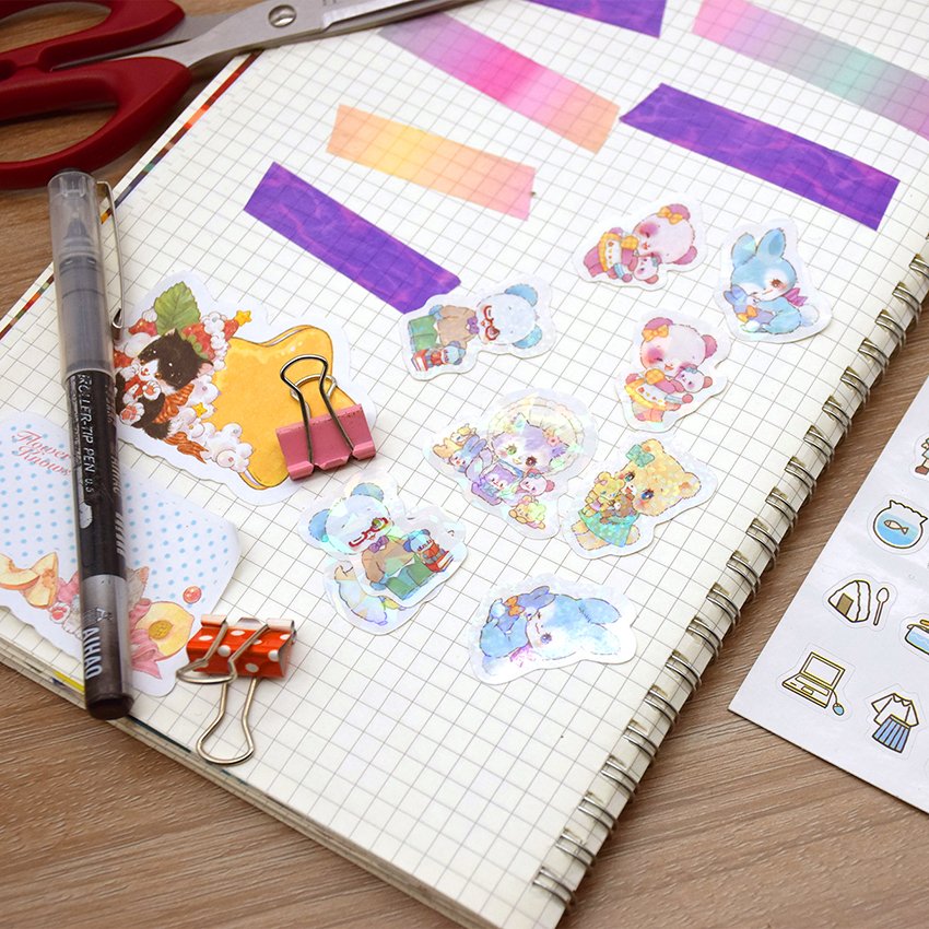 Most Popular cute clear stickers sheet custom waterproof vinyl transparent stickers Adhesive kiss cut cartoon sticker sheets