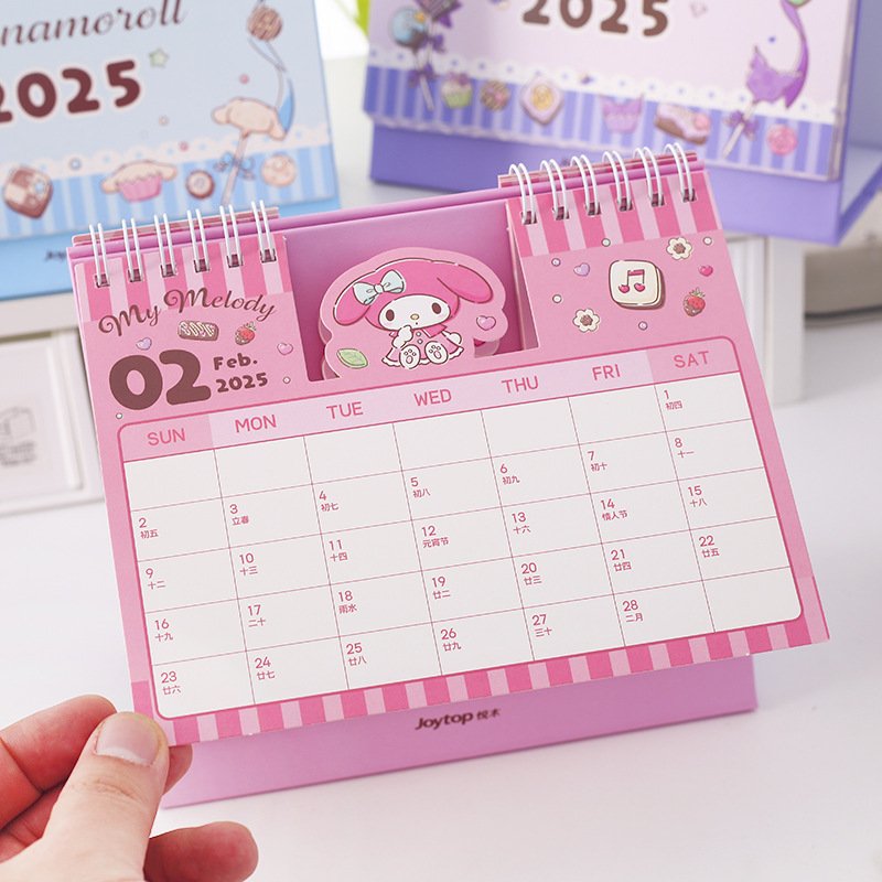 DHF807 New arrival Sanrioed High-quality cartoon kawaii 2025 calendar Kuromi Melody calendar ornaments creative office calendar