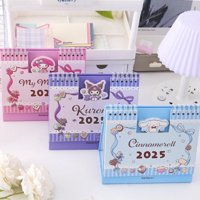 DHF807 New arrival Sanrioed High-quality cartoon kawaii 2025 calendar Kuromi Melody calendar ornaments creative office calendar