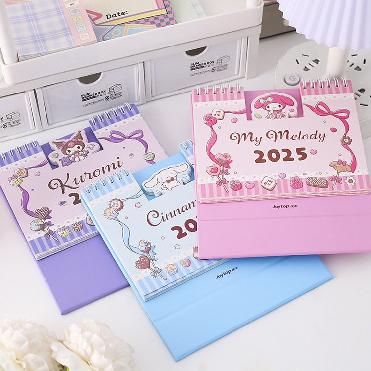 DHF807 New arrival Sanrioed High-quality cartoon kawaii 2025 calendar Kuromi Melody calendar ornaments creative office calendar