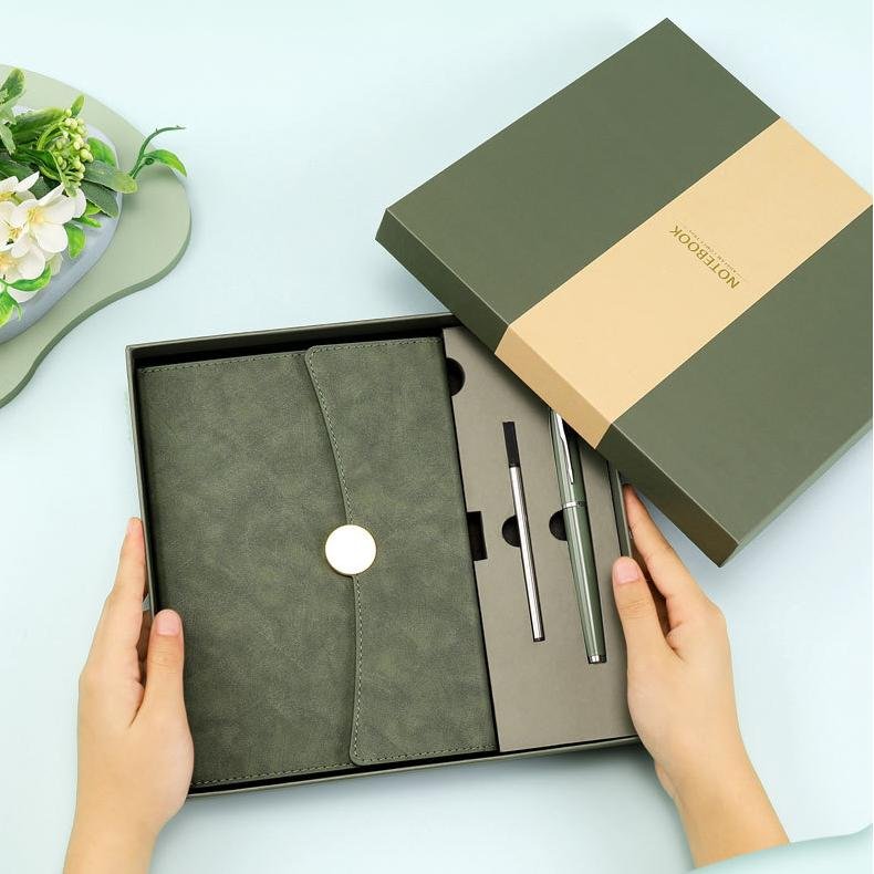 Unique Products To Sell Online Personalized A5 Business Journal Leather Hard Cover Notebook With Gift Box And Pen