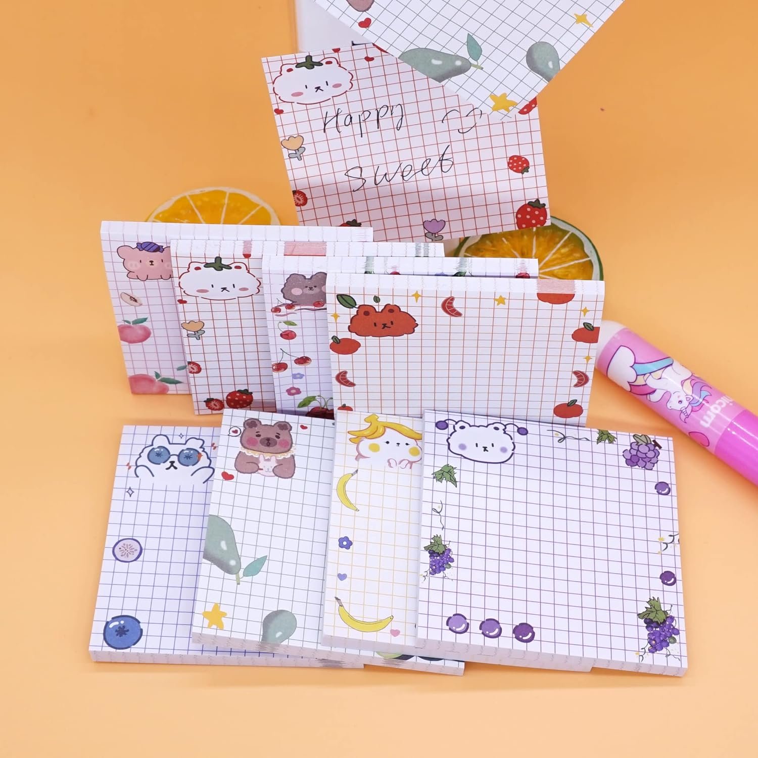 Cute Self-adhesive Memo Pad Sticky Notes Pad Full Set Stationery Custom Sticky Note With Normal And Line Pad