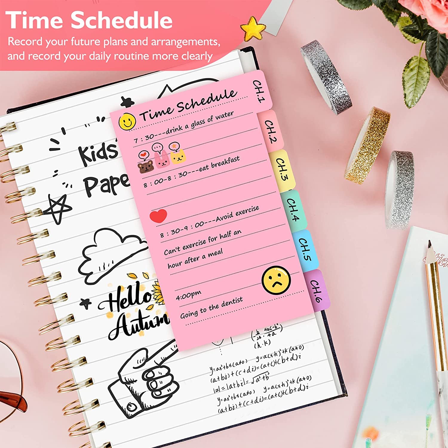 Sticky Notes Set, Divider Self-Stick Notes Pads Bundle with Bookmark Index