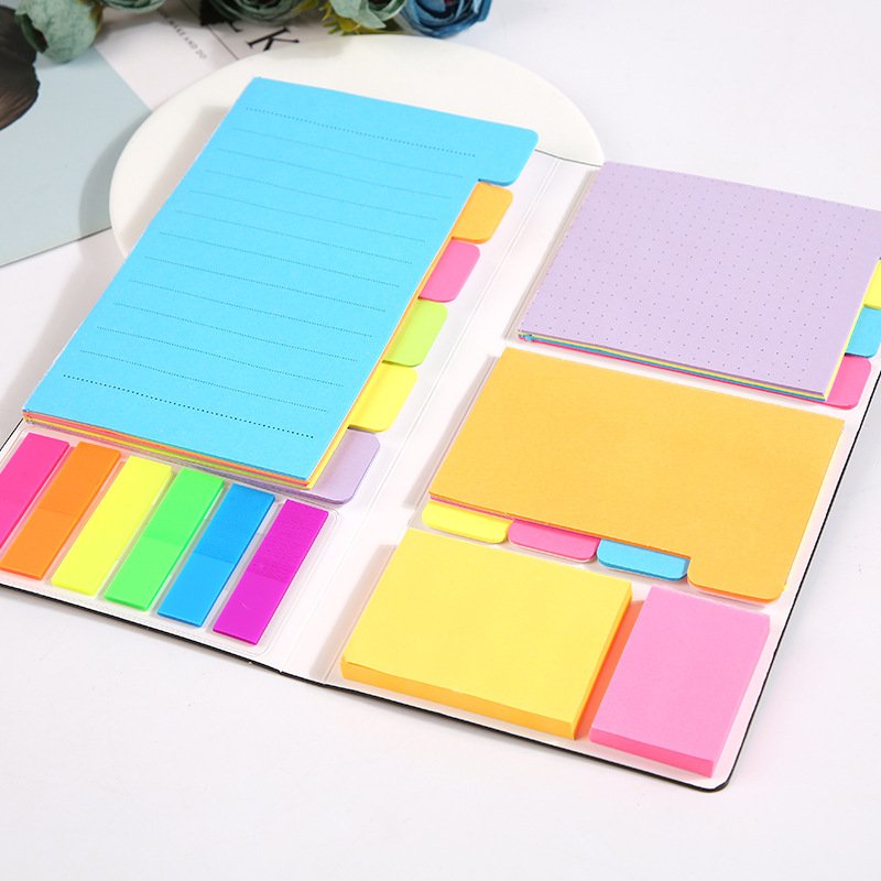 Sticky Notes Set, Divider Self-Stick Notes Pads Bundle with Bookmark Index