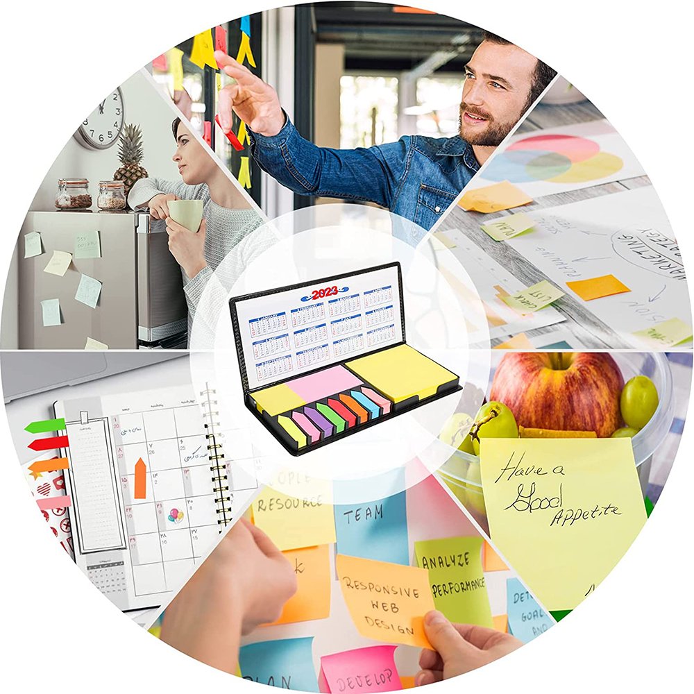 Wholesale Multicolor Sticky Note Set, Memo Pad with Leather Packing Box, Divider Self-Stick Notes Pads