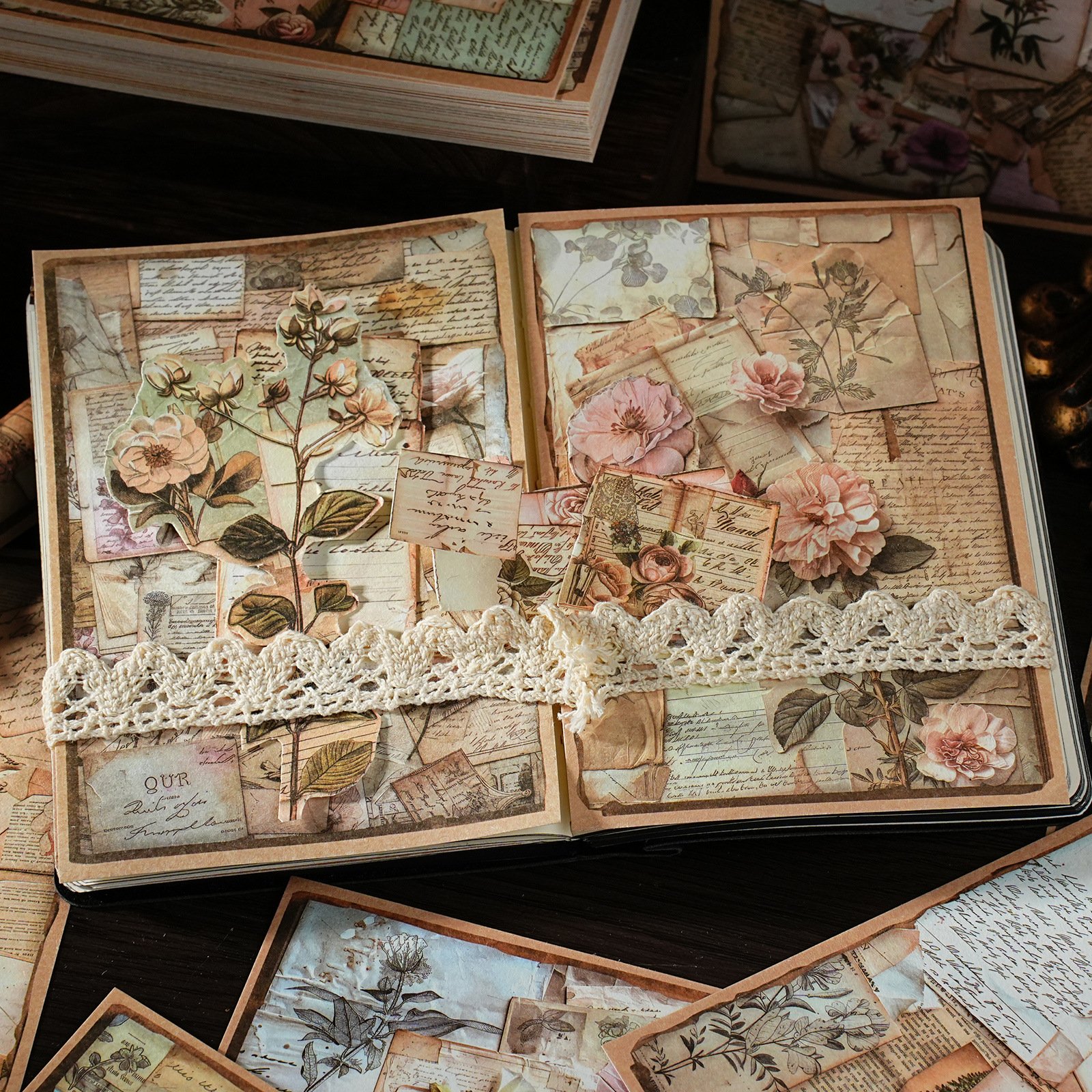 40pcs/pack Material Paper Moon Half Serenade Series Retro Handbook Decoration Collage Material
