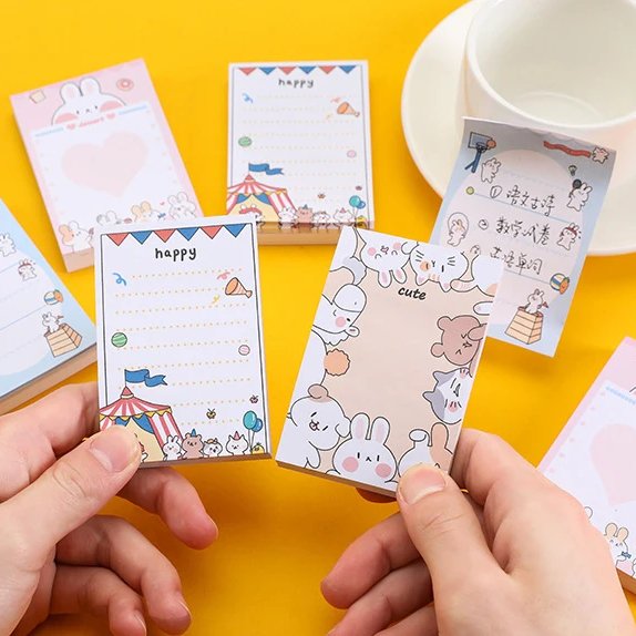 New Style Wholesale Supplies Cartoon Cute Kawaii Stationery Paper Sticky Note Stickers Notes Memopad For School Student Office