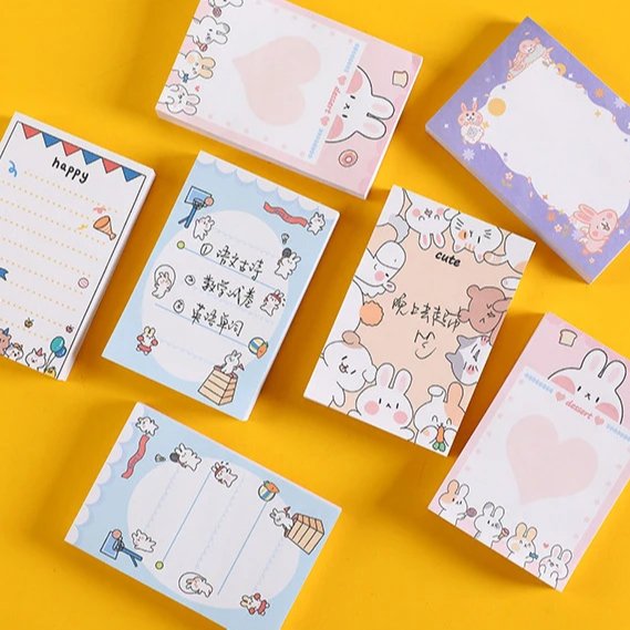 New Style Wholesale Supplies Cartoon Cute Kawaii Stationery Paper Sticky Note Stickers Notes Memopad For School Student Office