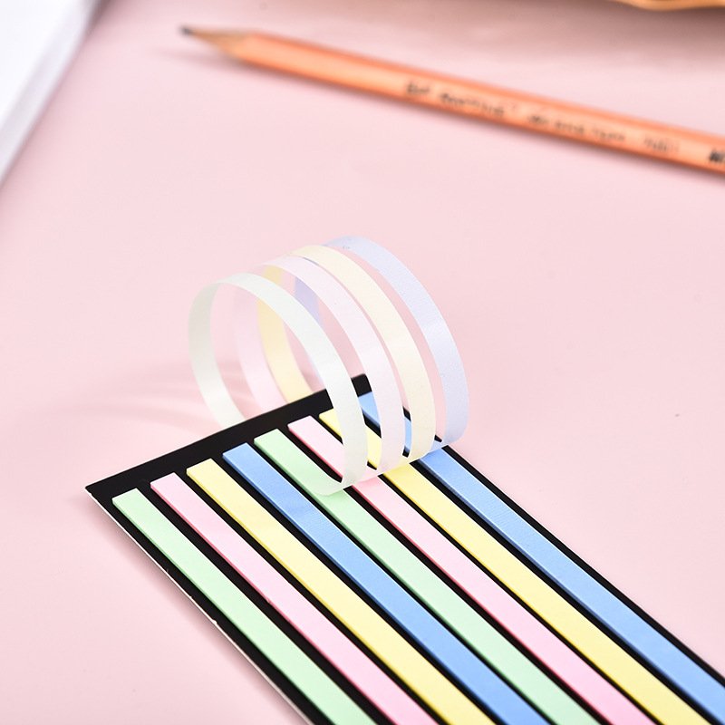 Transparent Self-Adhesive Neon Clear Highlighter Strips Long Flags Stickers Annotating Books Office School Supplies Stationery