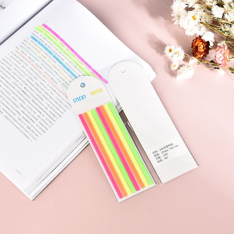 Transparent Self-Adhesive Neon Clear Highlighter Strips Long Flags Stickers Annotating Books Office School Supplies Stationery