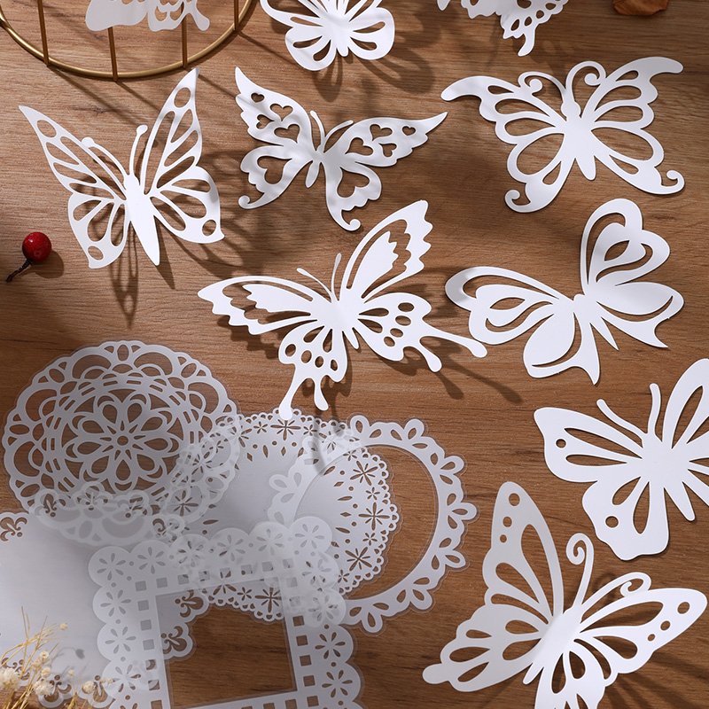 Simno 59 Pieces Butterfly Flower Lace Scrapbook Paper Vintage Art Crafts Decorative Journaling Set Making Aesthetic DIY