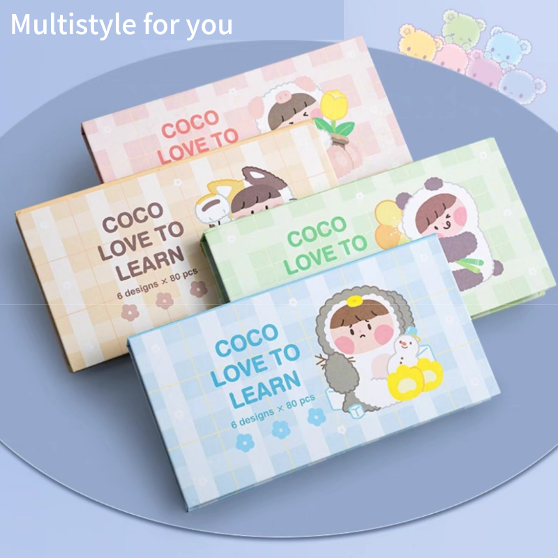 Homeschool Full Focus Aesthetic Cute Stationery Kawaii Notepad 120g Paper Sticky Note Memo Pad Set For Girls
