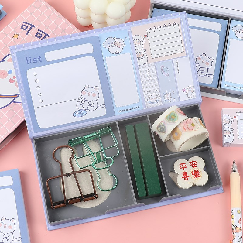Homeschool Full Focus Aesthetic Cute Stationery Kawaii Notepad 120g Paper Sticky Note Memo Pad Set For Girls