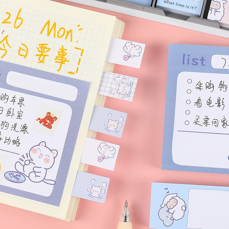 Homeschool Full Focus Aesthetic Cute Stationery Kawaii Notepad 120g Paper Sticky Note Memo Pad Set For Girls