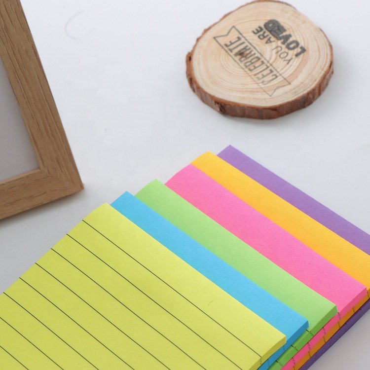 Lined Sticky Notes 4X6 Inches ,Bright Colors Sticking Memo Pads for Home Office Notebook,6 Pads/Pack