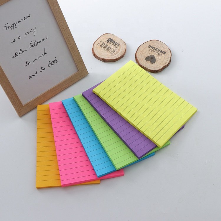 Lined Sticky Notes 4X6 Inches ,Bright Colors Sticking Memo Pads for Home Office Notebook,6 Pads/Pack