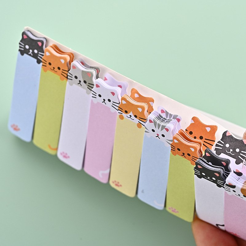 Cartoon Cute Cat Memo Pad Student Memo Pad Tag Index Stickers 120 Sheets