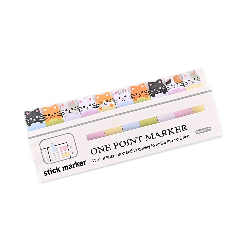 Cartoon Cute Cat Memo Pad Student Memo Pad Tag Index Stickers 120 Sheets