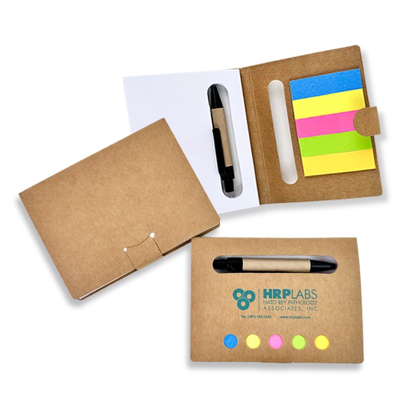 2024 Lemon ribbon Custom Logo Cheap Kraft Paper Cover Notepad Sticky Notes with Eco-friendly pen