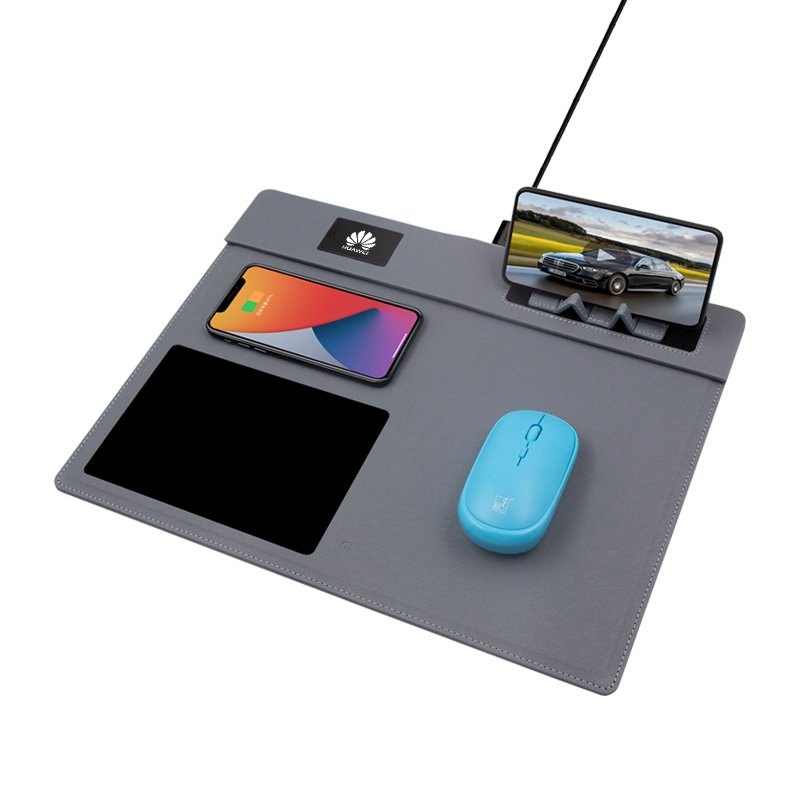 High Quality Pu Wireless Mouse Pad Pen Holder Electronic Tablet Charger Notepad With Power Bank