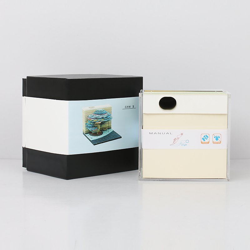 2025 Christmas Gift Four Season Treehouse Shaeped Papercraft Diy 3D Memo Pad With Acrylic Pen Holder
