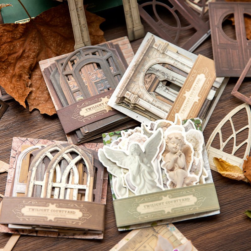 24 Pieces/Pack Collage Card Twilight Courtyard Series Hollow out Journal Decoration Materials 4 Choices