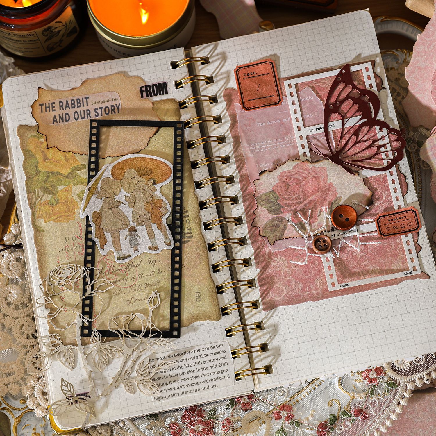 30pcs/pack Material Paper Time Traveler Series Vintage Scorched Edge Handbook Decoration Embellishment Material