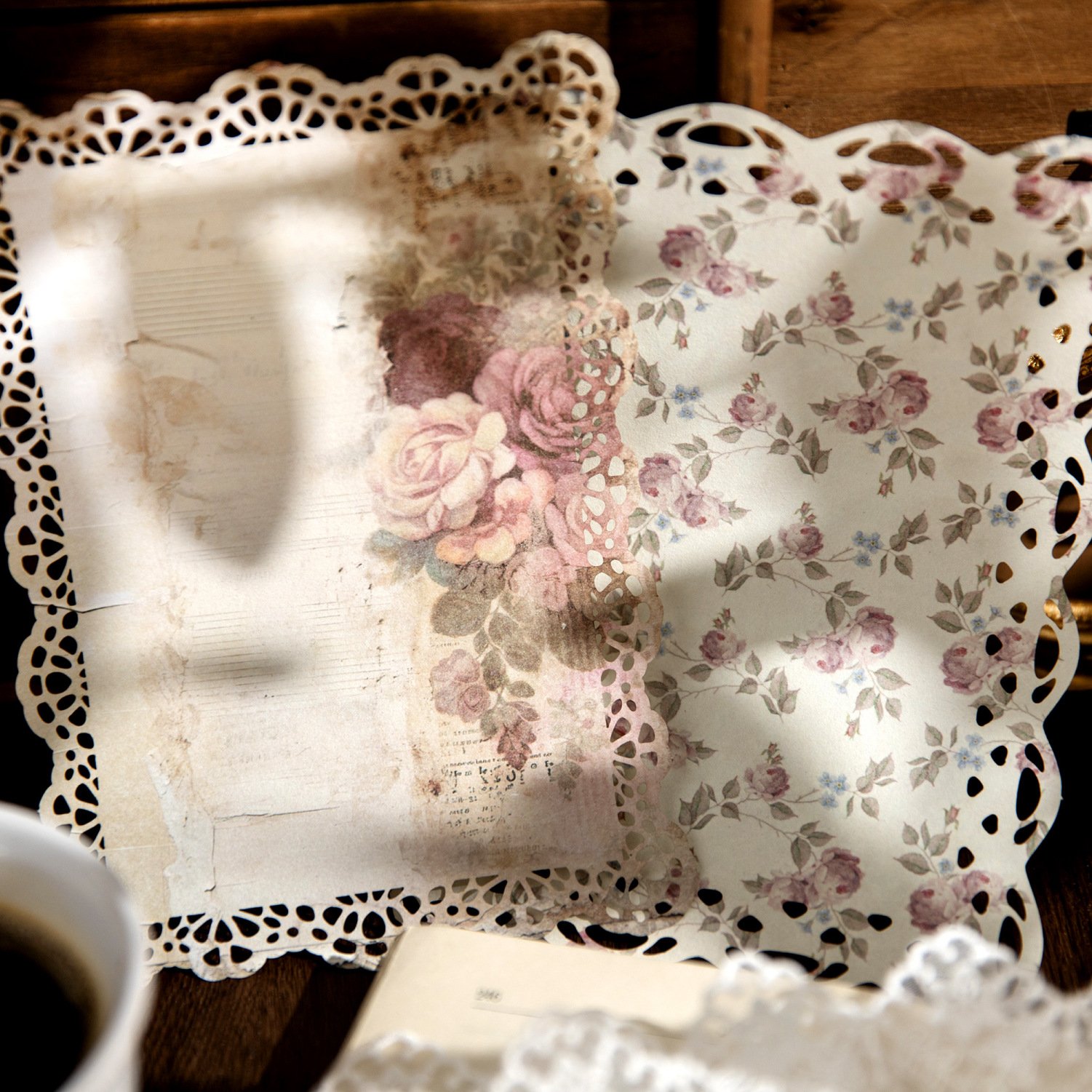 20pcs/pack Material Paper Fingertip Years Series Lace Handbook DIY Material Decorative Underlining