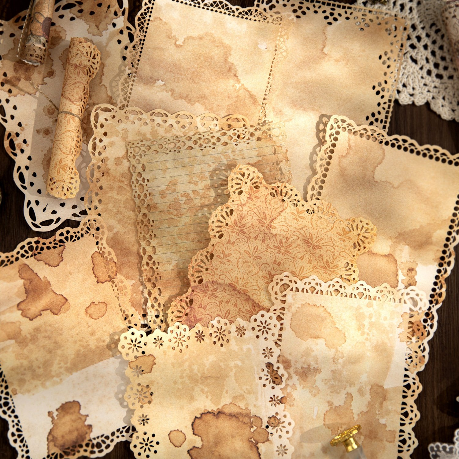 20pcs/pack Material Paper Fingertip Years Series Lace Handbook DIY Material Decorative Underlining