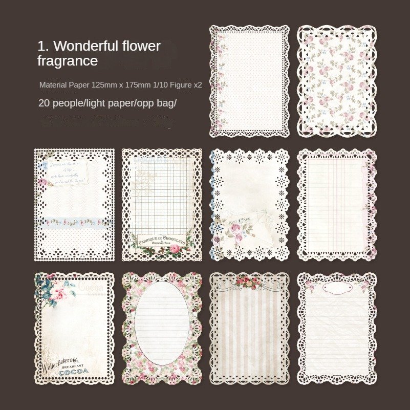 20pcs/pack Material Paper Fingertip Years Series Lace Handbook DIY Material Decorative Underlining