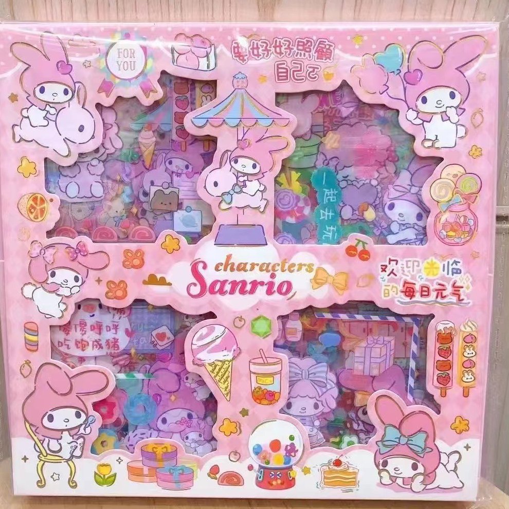 Custom Transparent Handbook Sticker Set Kawaii Cartoon Girl's School Supply Stationery with Mug Memo Pads Gift Box for Students