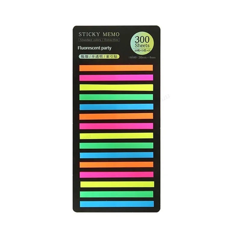 300 Sheets/PCS Transparent PET Sticky Stickers Notes Memo Pad Notes Macaron Color Bookmarks Notepad School Stationery