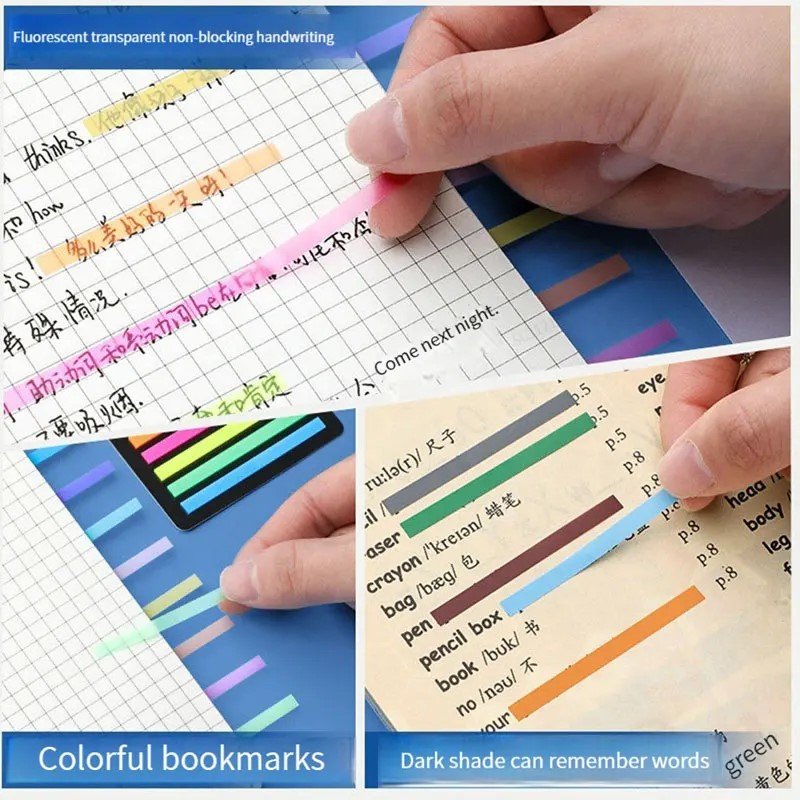 300 Sheets/PCS Transparent PET Sticky Stickers Notes Memo Pad Notes Macaron Color Bookmarks Notepad School Stationery
